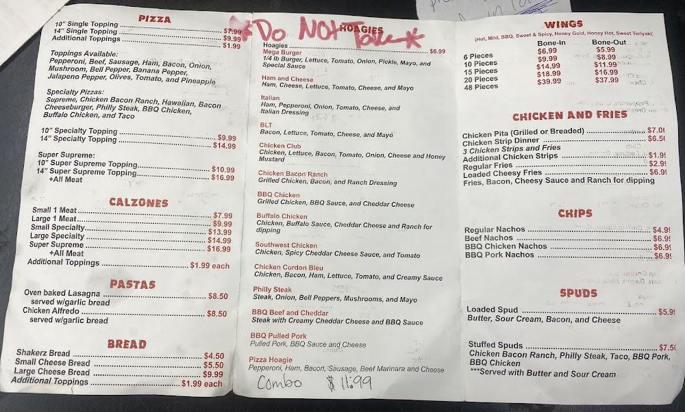 Shakerz Pizza - Walnut Menu image 1